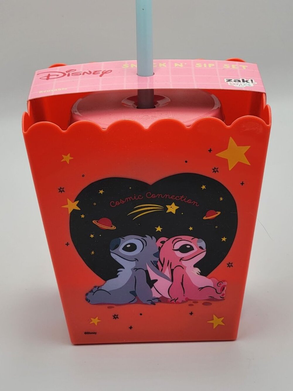 Disney Stitch Snack & Sip Set With Straw Tumbler & Popcorn Bucket Cosmic Connect